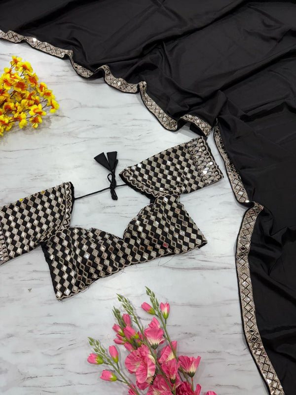 Delightful Black Color Crape Silk Designer Saree