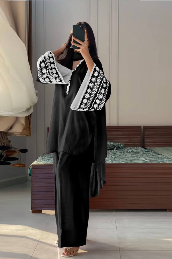 Pretty Black Color Palazzo Suit With Dupatta
