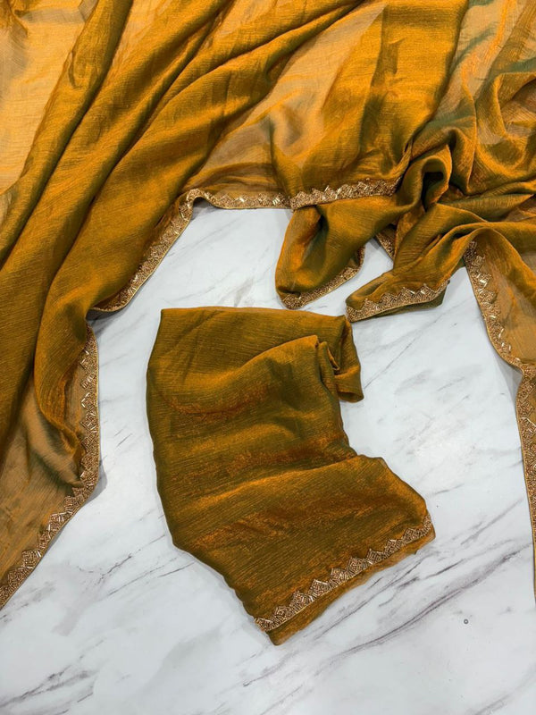 Elegant Fandy Crush Mustard Color saree