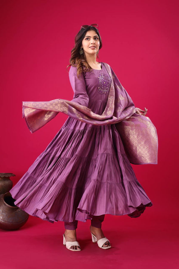 Decent Roman Silk Lavender Color Gown