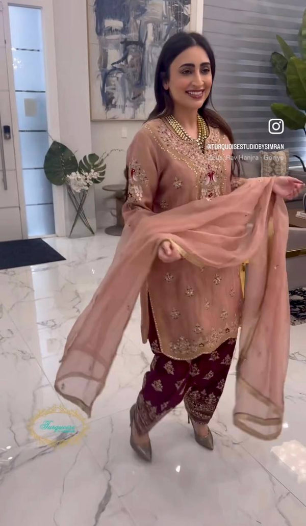 Elegant Heavy Work Peach Color Salwar Suit
