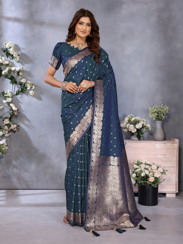 Navy Blue Color Traditional Banarasi Silk Rich Pallu Saree