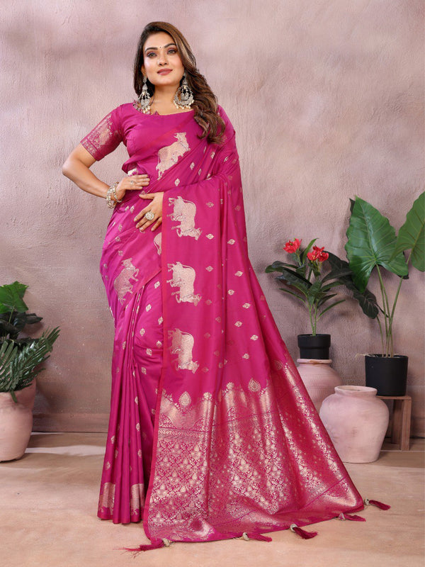 Festive Wear Pink Color Banarasi Silk Saree