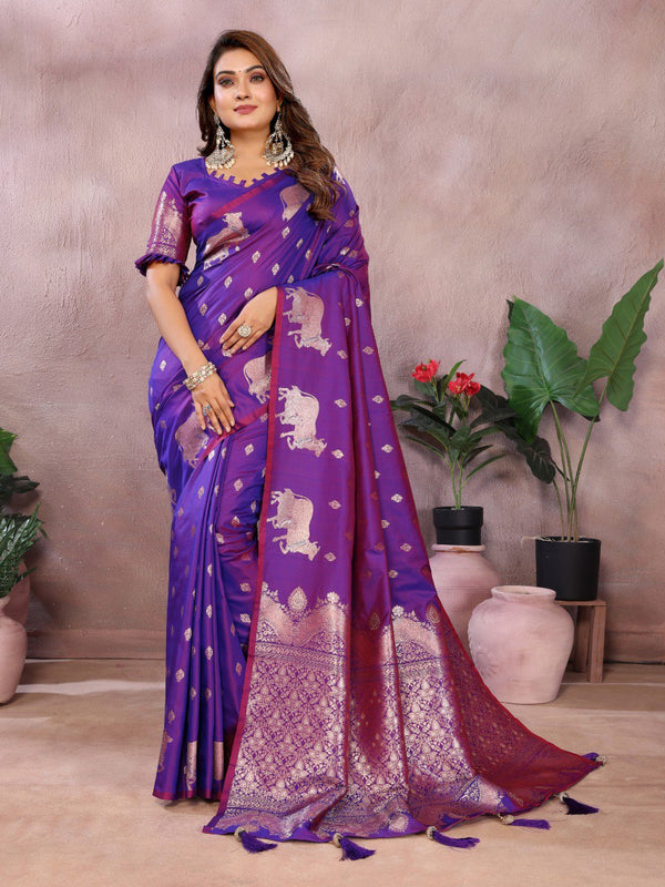 Festive Wear Purple Color Banarasi Silk Saree