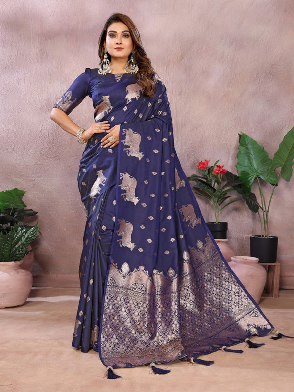Festive Wear Blue Color Banarasi Silk Saree