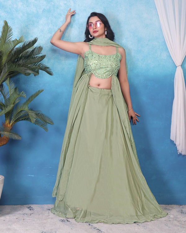 Function Wear Teby Silk Pista Color Lehenga Choli