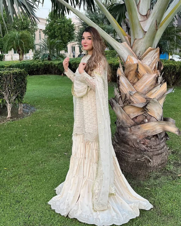 Innovative Sequence Work Off White Color Sharara Suit
