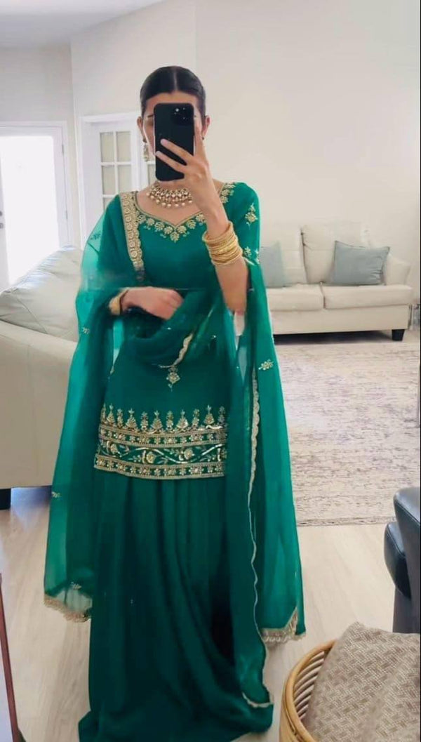 Rama Color Captivating Top With Lehenga