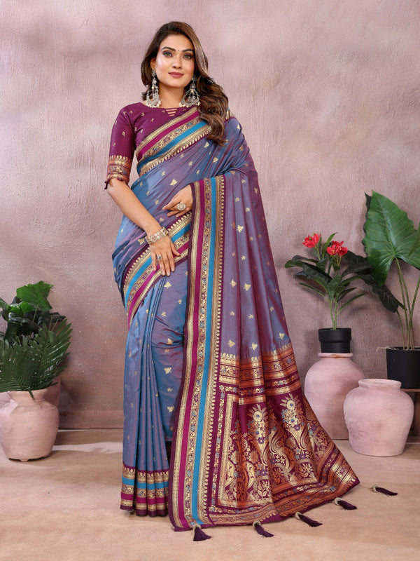Light Purple Color Festive Wear Silk Rich Pallu Saree