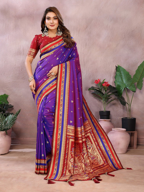 Purple Color Festive Wear Silk Rich Pallu Saree