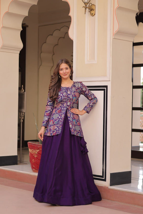 Purple Color Festive Wear Top With Lehenga