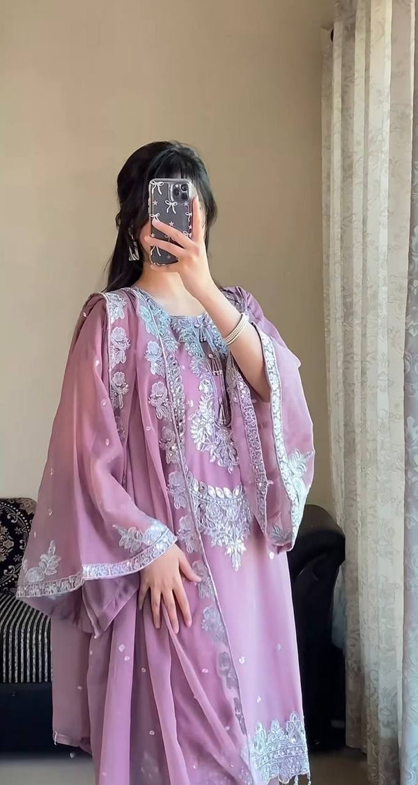 Lavender Color Georgette Marvelous Palazzo Suit