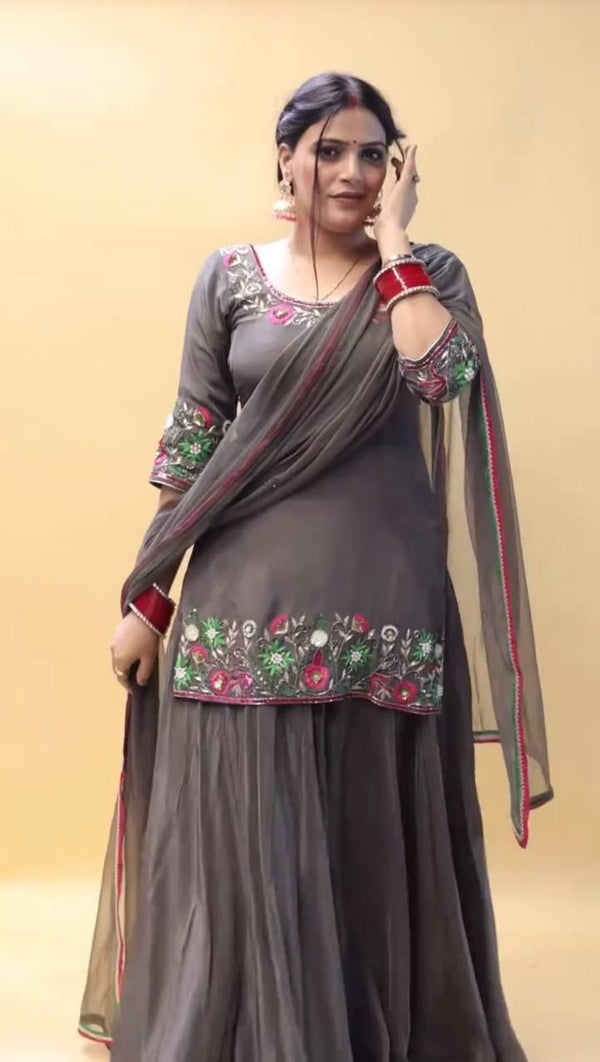 Good Looking Black Color Top With Lehenga