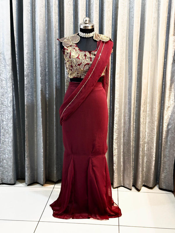 Maroon Color Party Wear Stunning Lehenga Saree