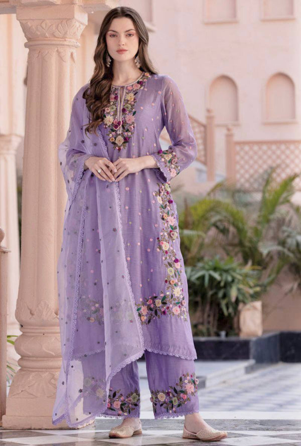 Lavender Color Marvelous Sequence Work Punjabi Suit