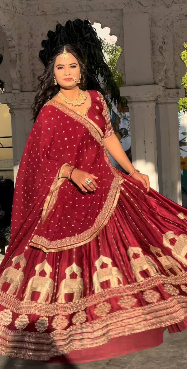 Maroon Color Heavy Work Bridal Wear Lehenga Set