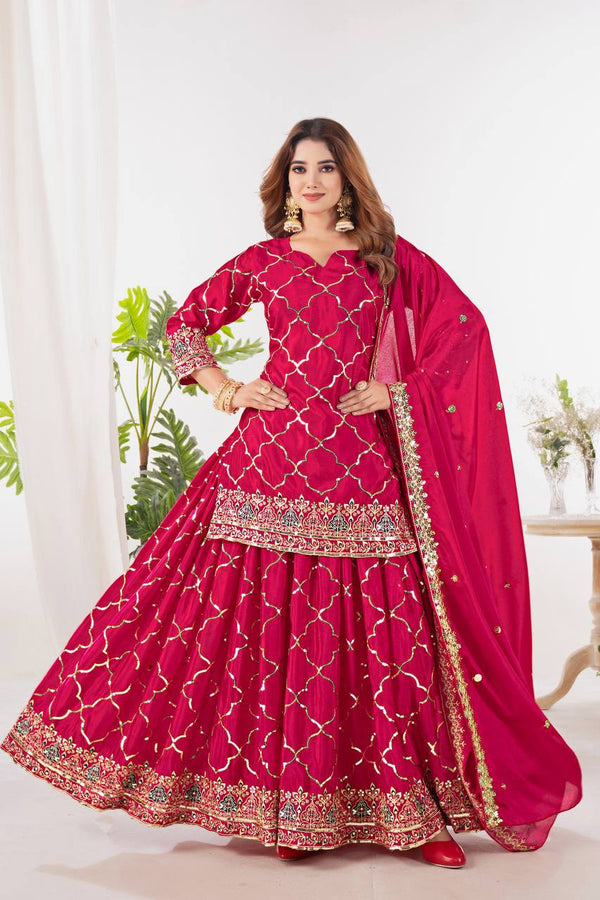 Full Sequence Work Heavy Pink Color Sharara Suit