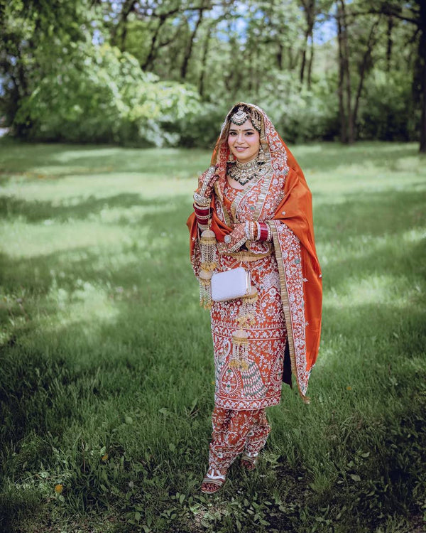 Wedding Wear Red Heavy Work Punjabi Style Suit