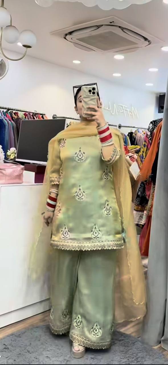 Lovely Pista Fendi Silk Sequence Work Palazzo Suit