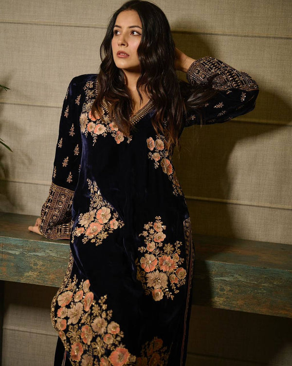 New Velvet Party Wear Top-Dupatta Set with Heavy Embroidery