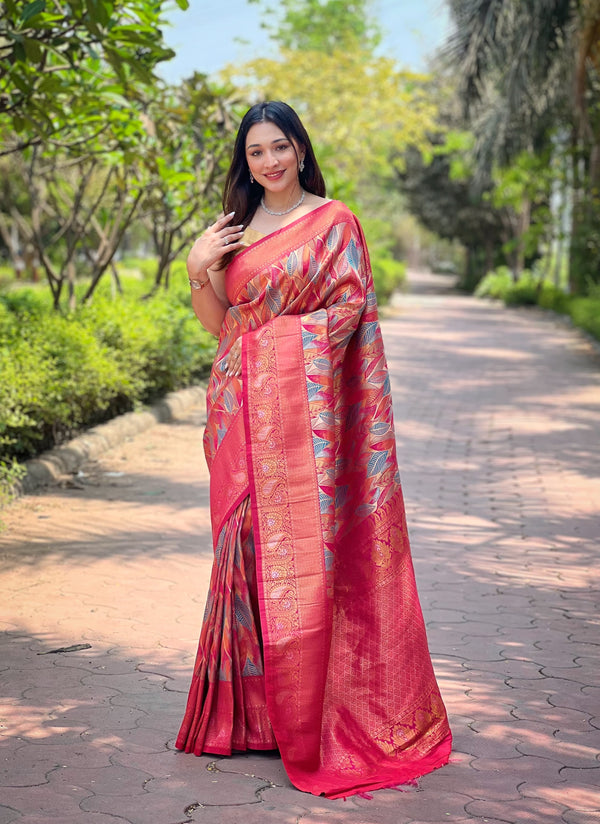 Wedding Wear Red Beautiful Border Design Saree